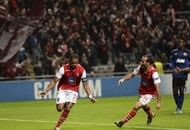 Braga's Alan Silva (L) celebrates after scoring